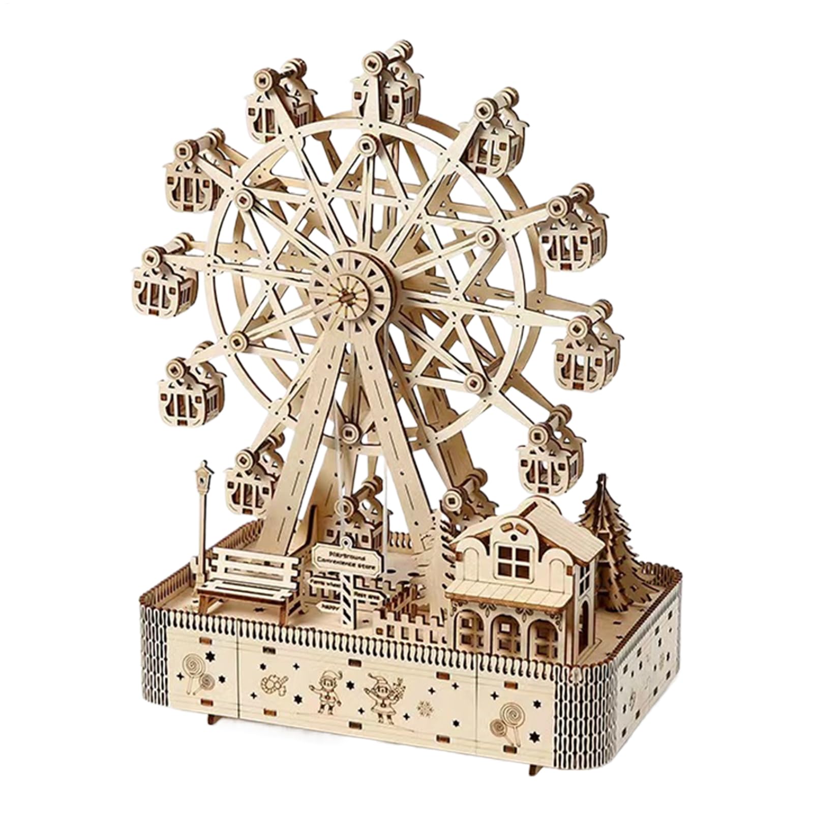 Puzzle 3D per Adulti Giocattolo Da Montare Ruota Panoramica | 183 Pezzi con LED e Musica Kit di Costruzione in Legno Per Hobby Donne Adolescenti Bambini Natale Festa Del Ringraziamento