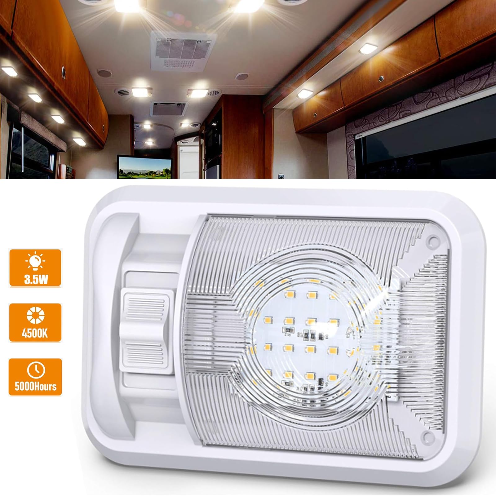 ShinePick 12V Lampada LED da Interno Auto Plafoniera con Interruttore 2 Pezzi