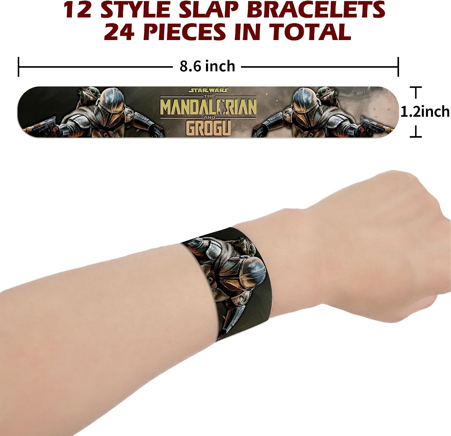 24Pcs Grogu Slap Bracelets Set, Movie Themed Wristbands, Perfect for Sci Fi Birthday Party Favors and Carnival Prizes