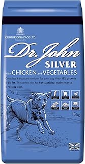 Dr John Silver Dry Dog Food 15kg - Chicken with Vegetables - Complete Dog Biscuits 15kg - Senior and Adult Dog Food for Light Activity, Maintenance and Resting Dogs