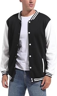 DHSPKN Men's Slim Fit Varsity Baseball Jacket - Retro Letterman Bomber for Casual Streetwear & Sports