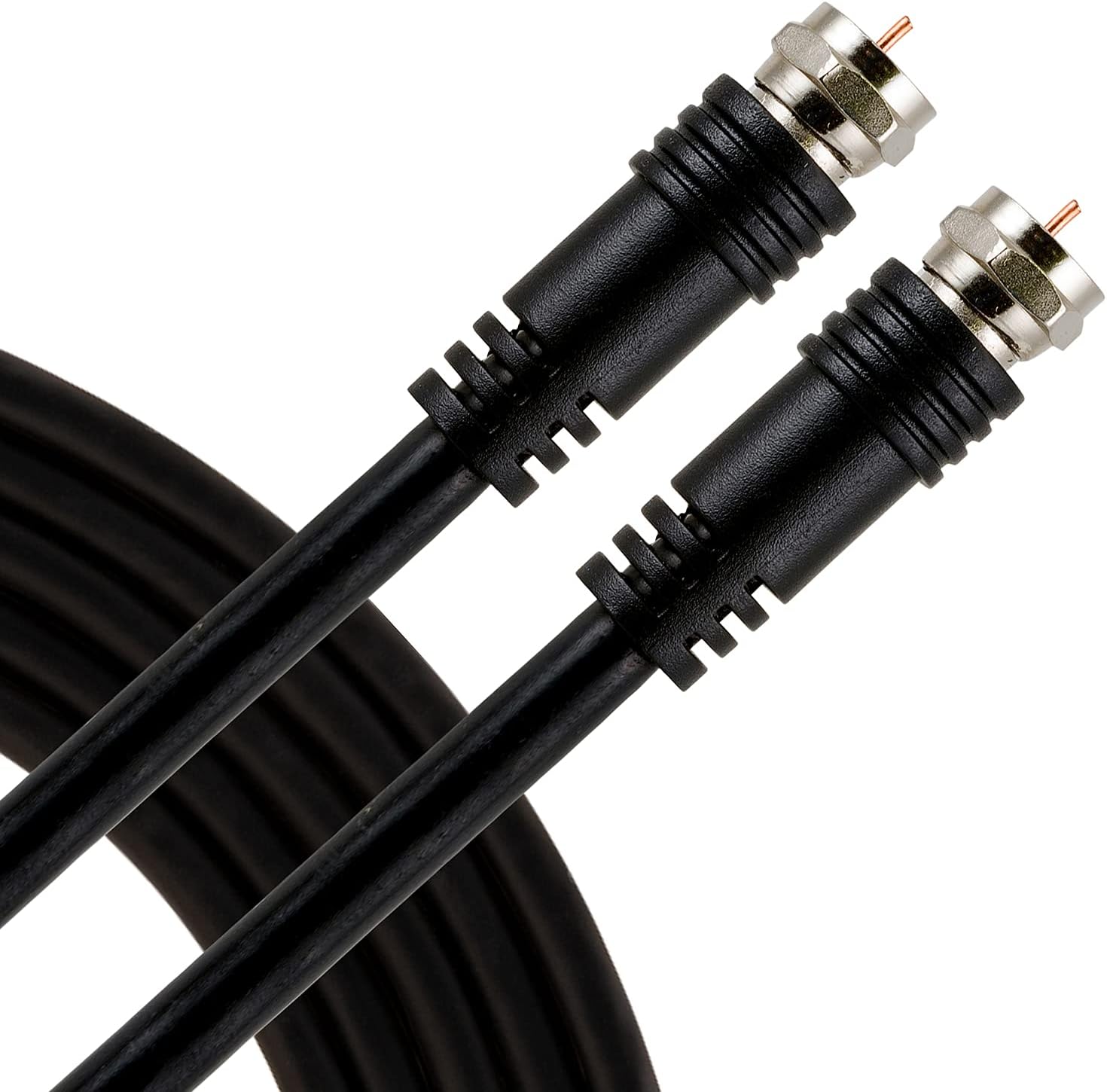 UltraPro RG6 Coaxial Cable 3ft. Black, F-Type Connectors, Double Shielded Coax, Input Output, Ideal for TV Antenna, Satellite, DVR VCR, Cable Box, Home Theater, 52162