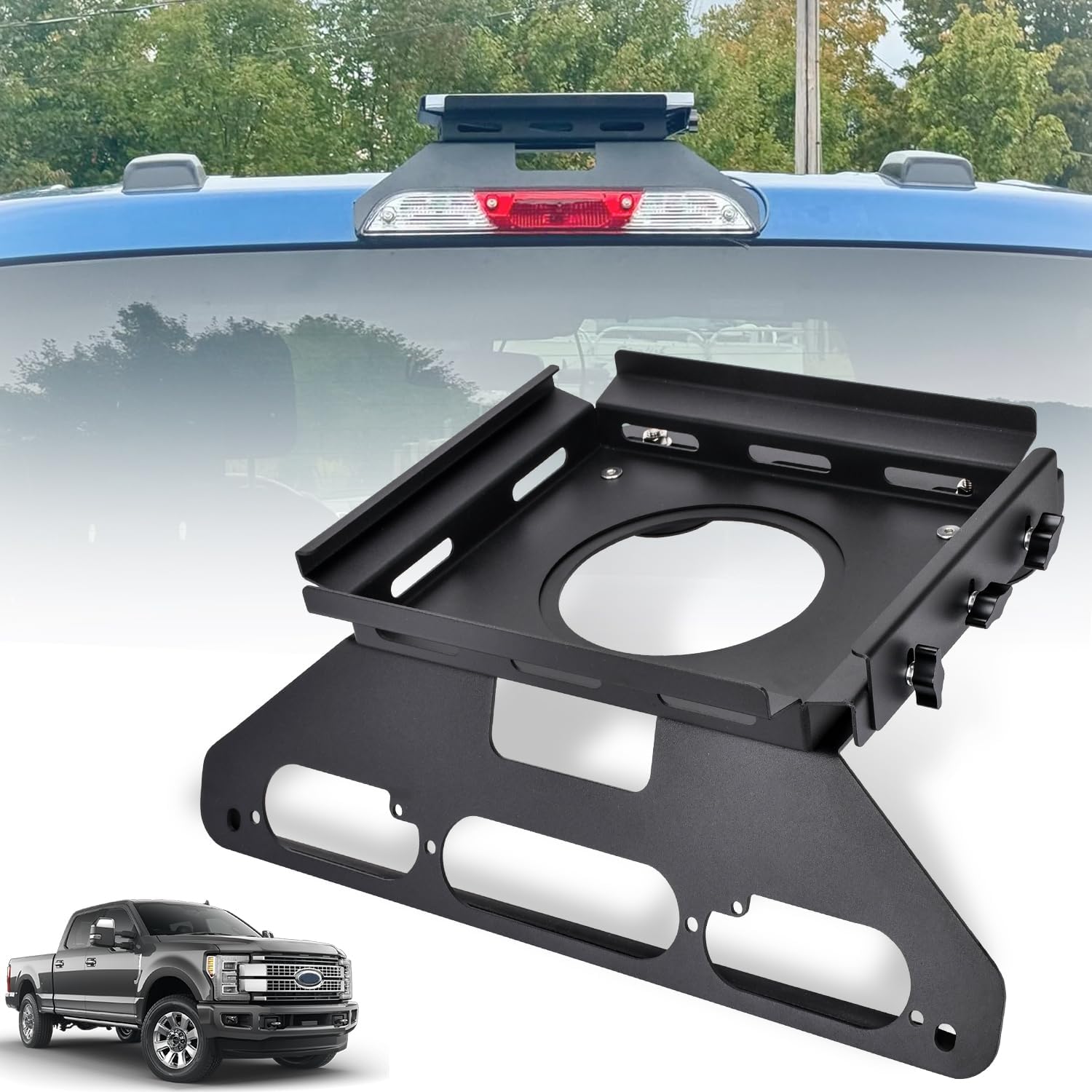 TOPOWN Drill-Free Cab Mount for Starlink Mini for Ford F150 (2015+), Metal Bracket for Starlink Mini for F250-F550 (2017+), Truck Mount for Aluminum Body (US Patent 30/008,384)