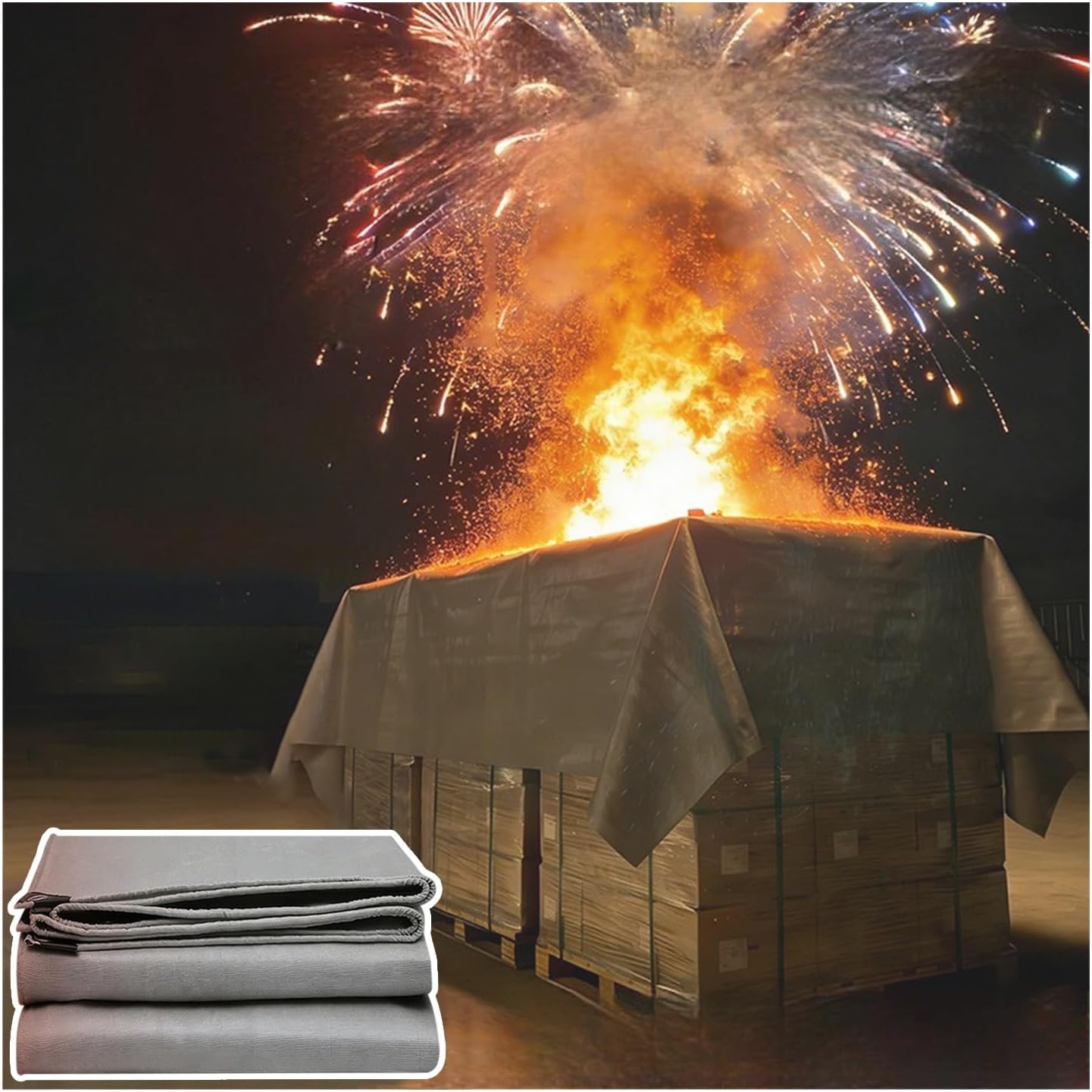 Heavy Duty Fireproof Welding Blanket, Silicone Coated Fiberglass Flame Retardant Curtain with Brass Grommets for Industrial Welding & Grill(4.8x9.8m)