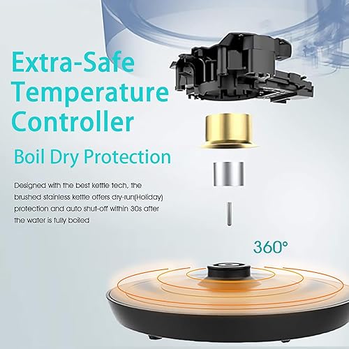 Miniatura 4 de Hervidor eléctrico, hervidor de té eléctrico de vidrio, caldera de agua caliente, calentador con función de apagado automático (1.8 litros), sin