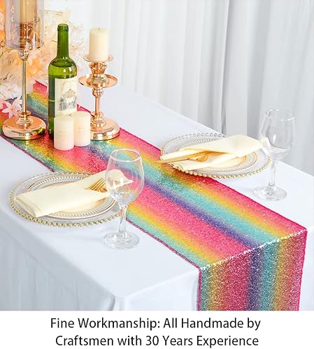 Vista 26 de Mantel para mesa rectangular con lentejuelas color champagne de 60 x 102 pulgadas de ShiDianyi Verde iridiscente