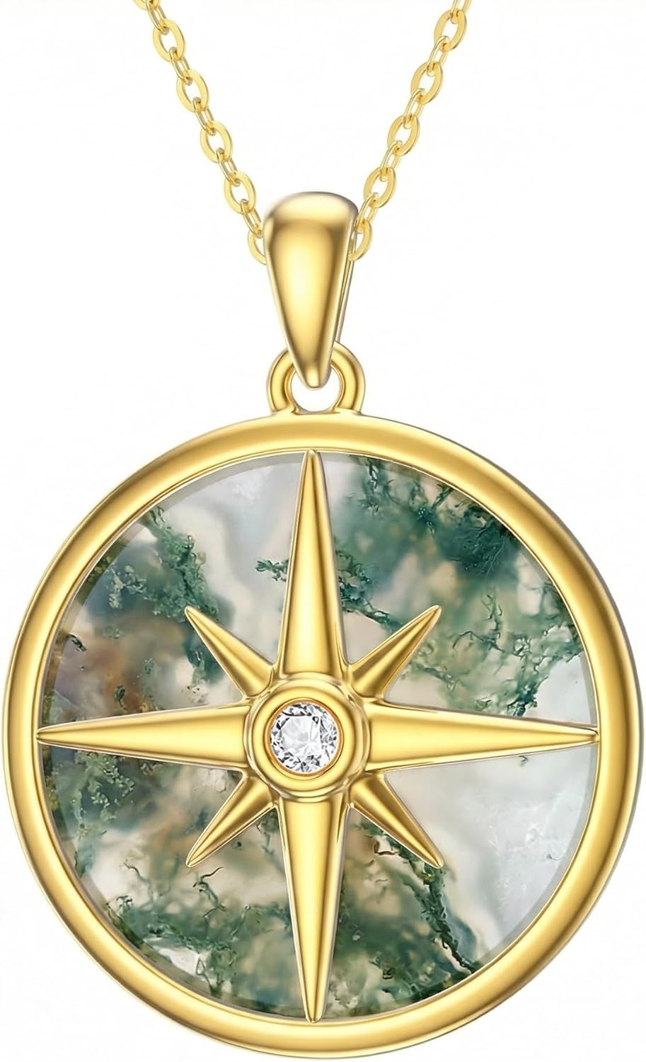 18K Gold Plated Silver Round Compass Necklace for Women Graduation Congratulation Jewelry Gift