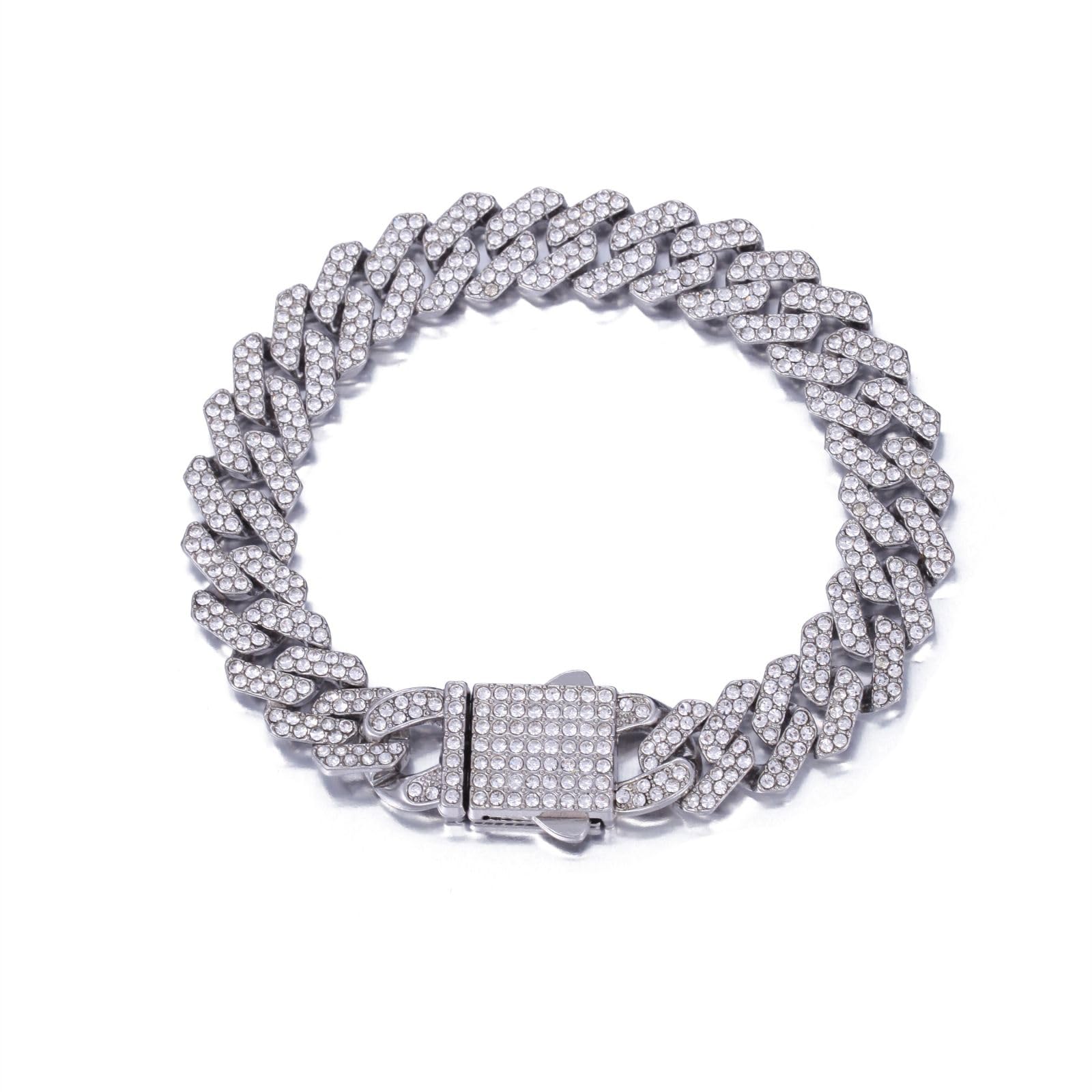 Yunhazit Cuban Link Chain Mens Ice Out Miami Cuban Necklace Silver/Gold Plated Bling Cubic Zirconia Hip Hop Chain for Women