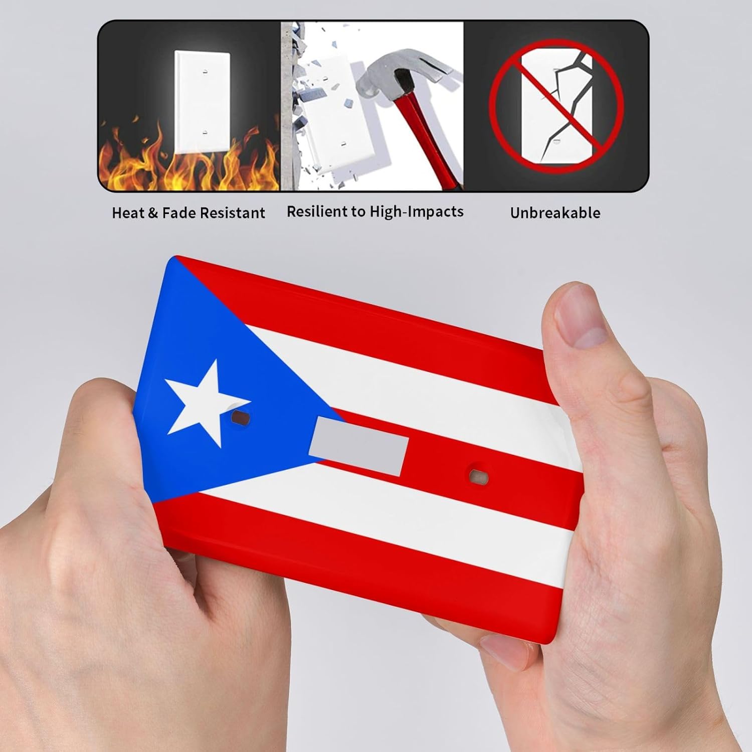 2.75" x 4.5" Single Toggle Switch Wall Plate, Vintage National Flag Puerto Rican Decor Cover Light Switch Cover