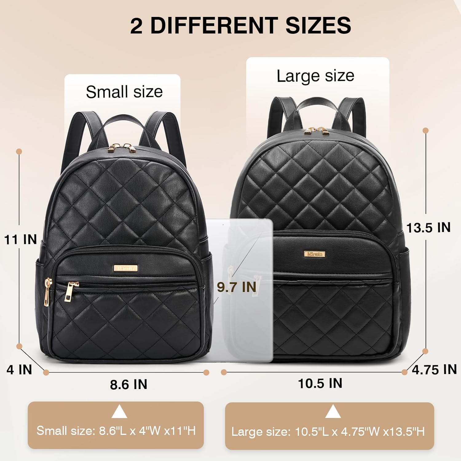 Marvolia Mini Backpack for Women - Vegan Leather Small Backpack Fashion Backpack Purse for Travel Work Shopping - Black - Image 2