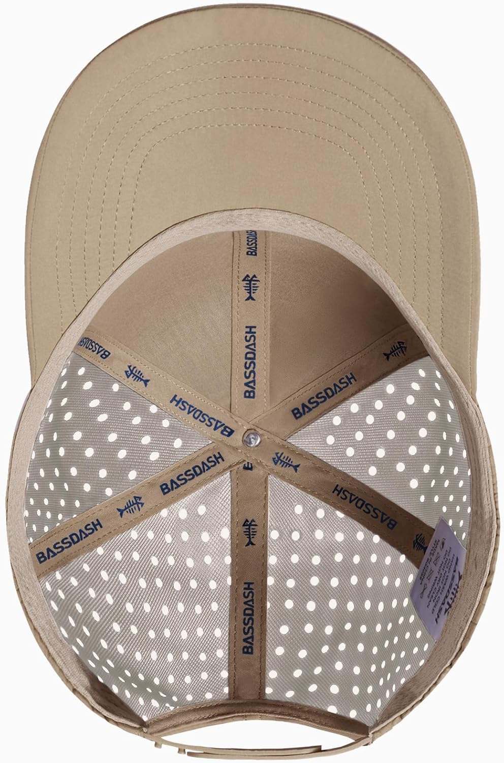 BASSDASH UPF 50+ Quick Dry Baseball Cap Water Resistant Laser Cut Mesh Snapback Hat for Men Women Fishing Hiking FH14