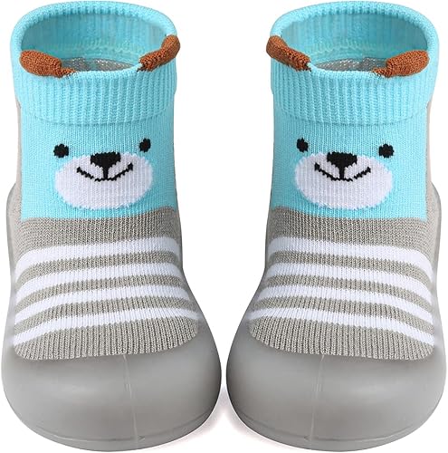 Zapatos de calcetín de bebé para niños pequeños, suela de goma suave, antideslizante, para interiores, para niños y niñas