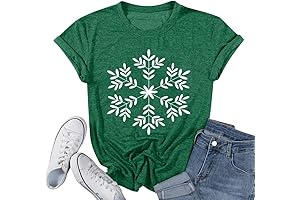 Christmas Snowflake Shirt Women Winter Shirts Graphic Tees Casual Short Sleeve Shirts
