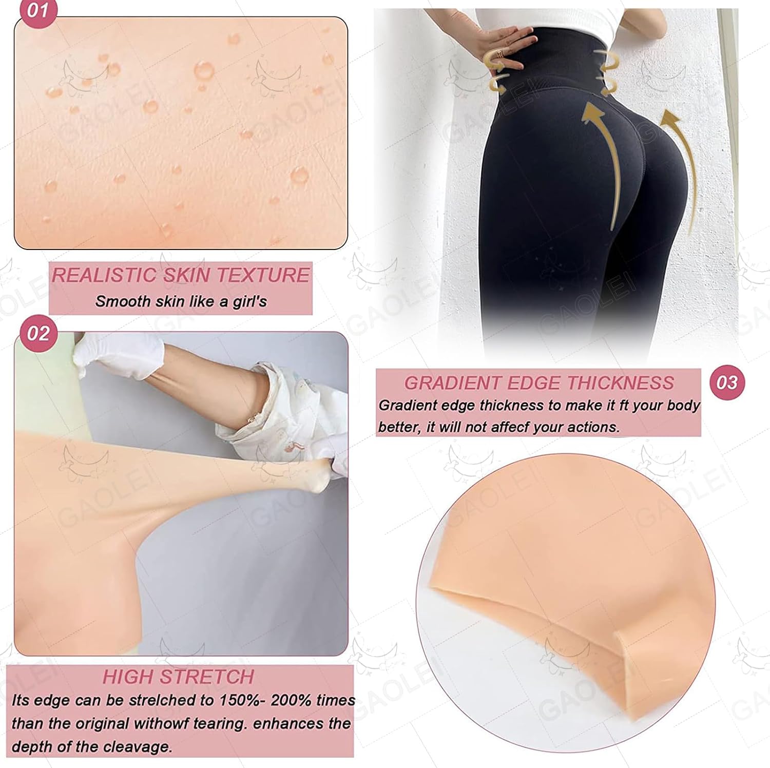 Silicone Panty Ankle Length Fake Vagina Trousers Men's Hiding Gaff Hip Enhancer Underwear for Cosplay Transgender