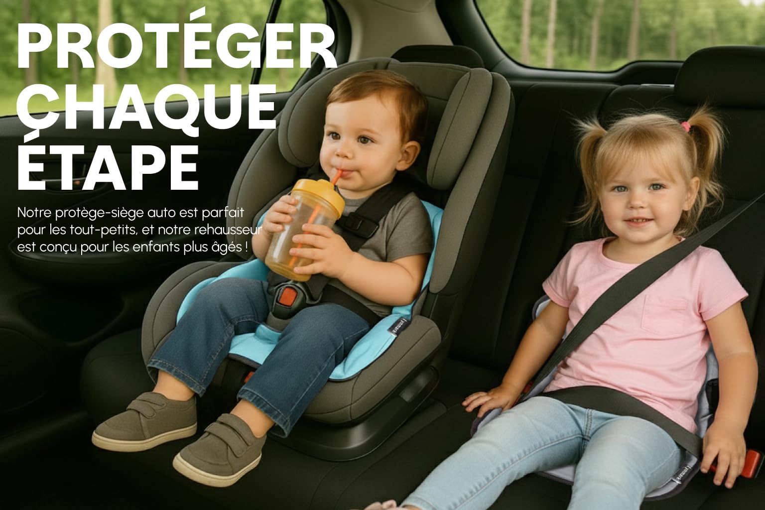 Lynmark Lot de 2 housses d'apprentissage de la propreté pour siège de voiture – Tapis de protection imperméable et doux pour siège de voiture pour bébé et enfant – Doublure lavable universelle pour