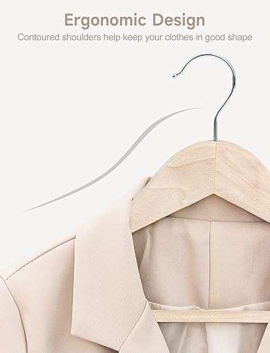 Miniatura 8 de StorageWorks Perchas de madera para camisas, chaquetas, pantalones, trajes, suéteres, madera de loto