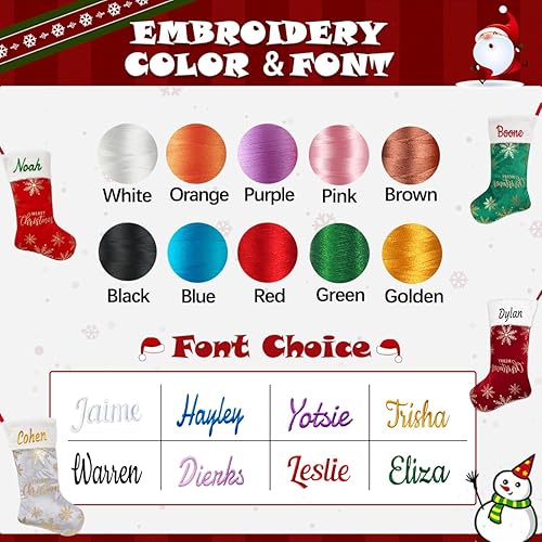 Miniatura 38 de Calcetines de Navidad personalizados, calcetines de Navidad bordados personalizados, calcetines de Navidad grandes de terciopelo de 18 pulgadas, Hm