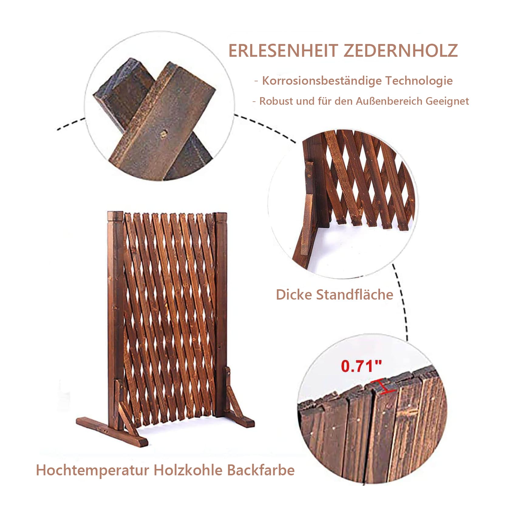 uyoyous 2 Stück Verstellbar Rankgitter Holzzaun Ausziehbar Hunde Zaun bis 160cm Zusammenfaltbar Variabel Ausziehbares Treppenschutzgitter, Scherenzaun Kletterhilfe, Freistehend Garten Balkon Terrasse