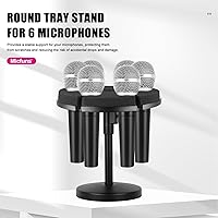 Vista 3 de Soporte para micrófonos múltiples, soporte de micrófono con cable e inalámbrico para soporte, soporta hasta 6 micrófonos, aluminio, negro