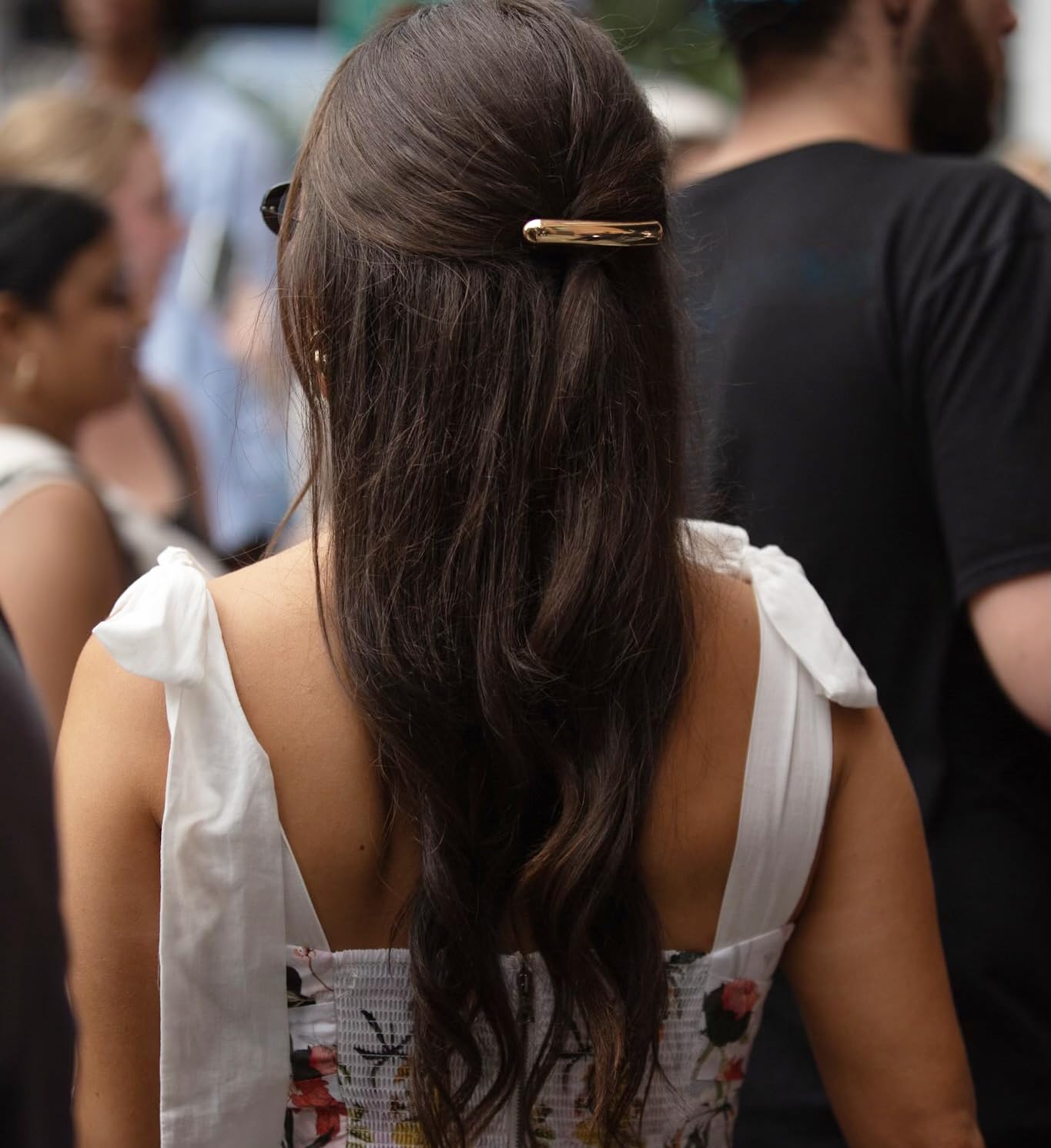 RPZL Glossy Gold Bar Barrette, Elongated Silhouette, Secured French Clip (Gold)