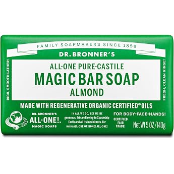 Dr Bronners Almond Pure Castile Bar Soap 1 x 140 g
