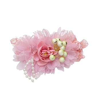 Fairytale White,Pink,Peach Floral Soft Headband with Lace and Pearl Details, Girls Hair Accessory Hair Band. (Peach)
