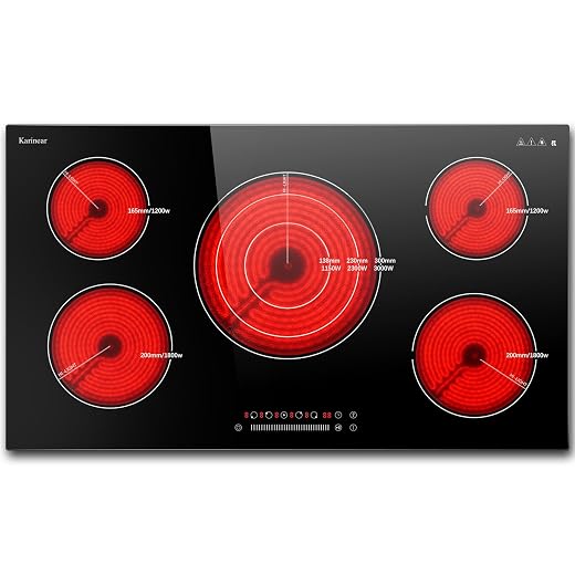 Karinear 36 Inch Electric Cooktop, 5 Burners Electric Stove Top, Drop-in