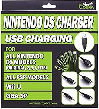 Mart Cobra USB Charger Cable for New 3DS XL/New 3DS/3DS XL/3DS/new 2DS XL/2DS/DS/DSi/GBA SP/DS Lite/Wii U Gamepad/PSP/Compatible 5 in 1 Nintendo 3DS Charger, Original Nintendo DS, Gameboy Advance SP