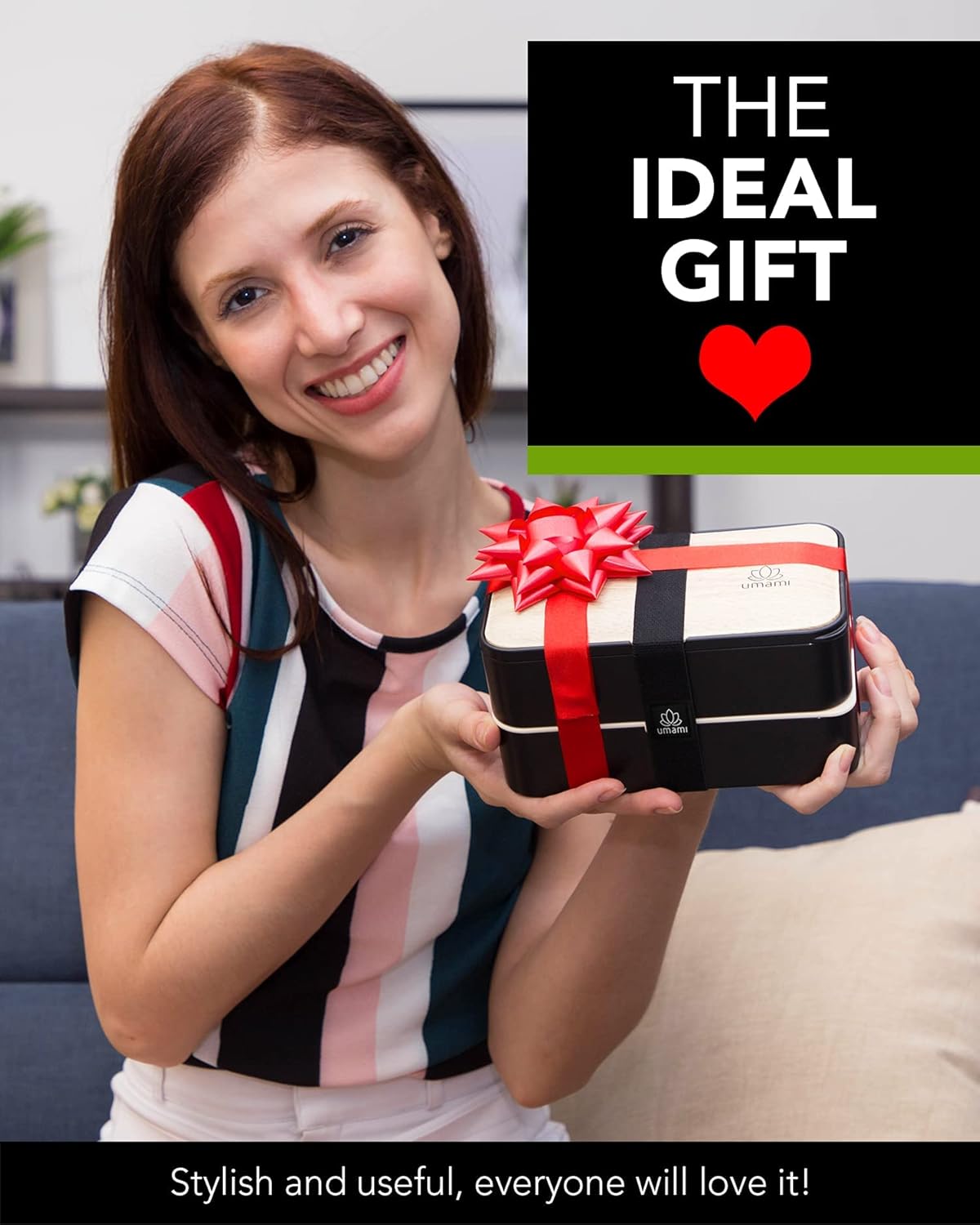 UMAMI All-in-One Bento Box for Adults/Children, 1 New Sauce Pot, 4 Full Wood Cutlery Set & 2 Dividers Included,2 Meal Prep Lunch Box Food Containers for Men/Women, Microwave, Dishwasher & Freezer Safe: Home & Kitchen