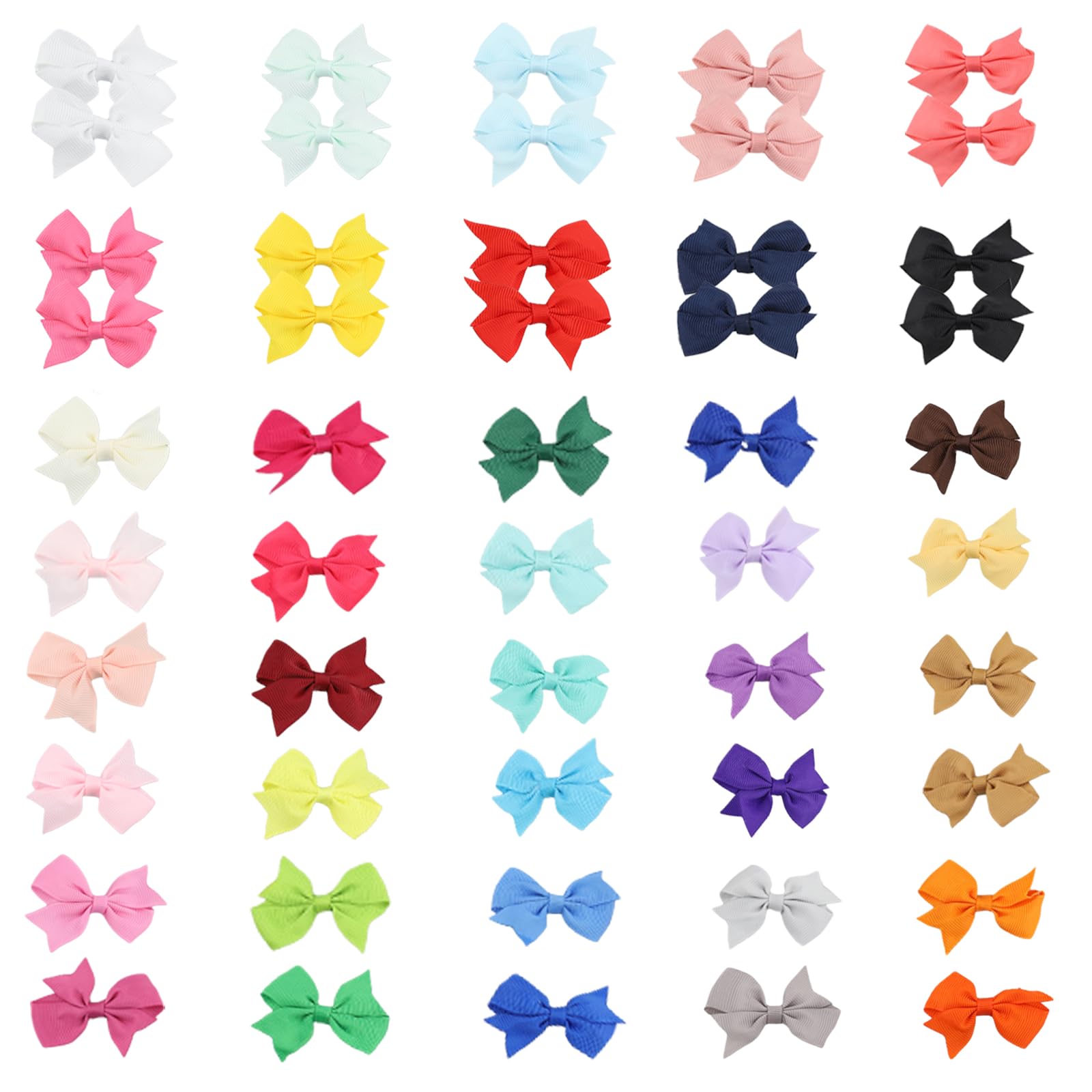 Xvbhaq 50 Pack 2 Inch Mini Bow Hair Clips for Baby Girls Non-slip Small Bows, Full Silk Ribbon Wrap, Soft Nursery Accessories