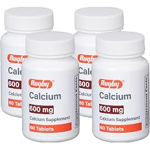 Rugby 600 mg Calcium Tablets - Calcium Supplement - 60 Count 4 Pack