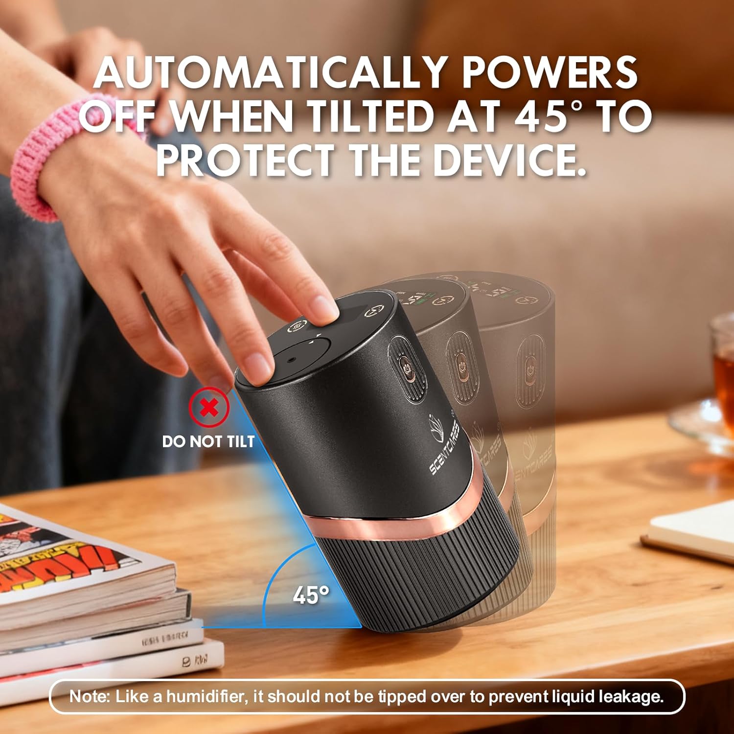 Waterless Diffuser for Essential Oil for Home and car, Sentiment Essential Oil Diffuser with Cold Air Technology, 2 Diffusion Modes, 4 Timer Settings (1/2/4/6H), Warm LED Light Rechargeable