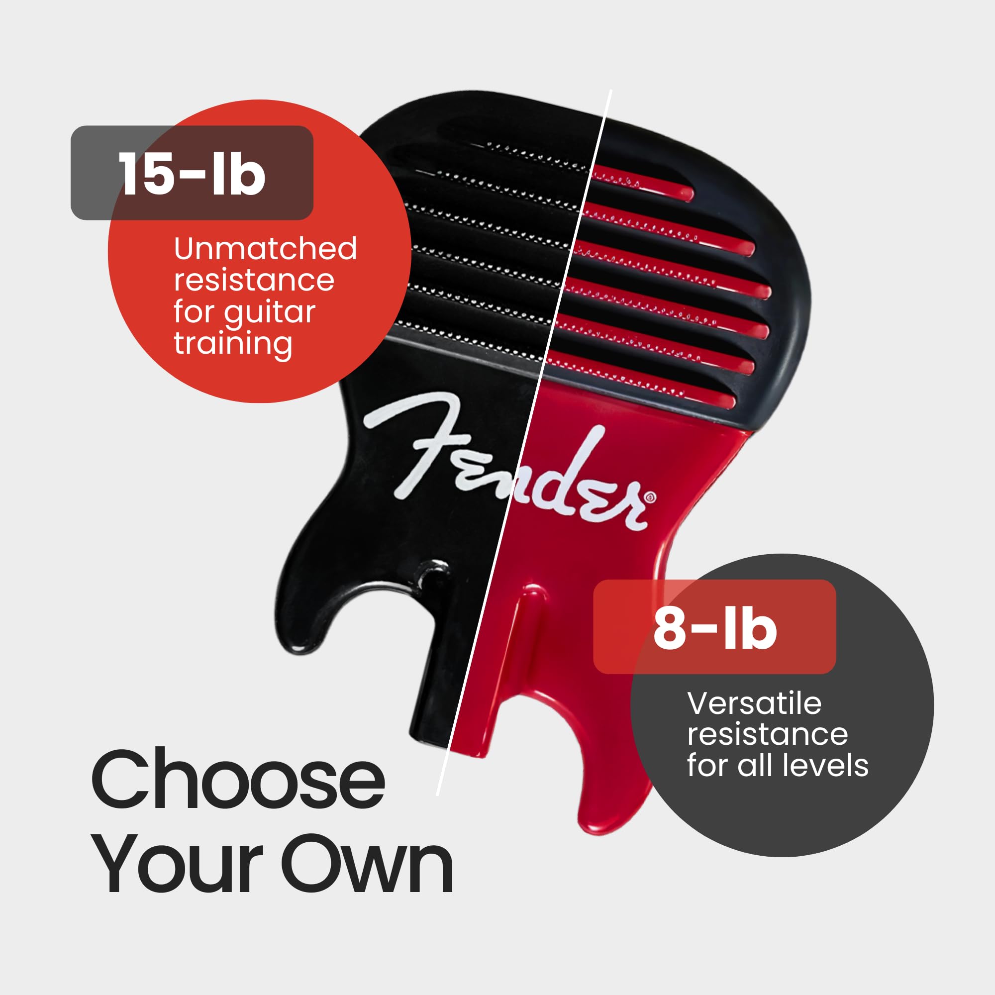 FENDER Patented Callus Builder & Finger Strengthener – 8-lb Resistance Finger Exerciser for Guitar, Bass & Violin – Guitar Finger Trainer & Grip Strength Tool – Ideal Guitar & Bass Accessories