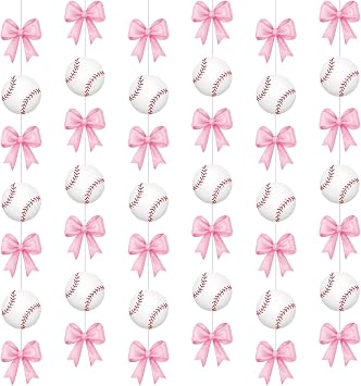 Pajean 8 Packs Baseball or Bows Party Decorations Gender Reveal Paper Banner Sports Baby Shower Hanging Garland for Boy Girl Baseball and Bows Theme Baby Shower Party Supplies Decoration