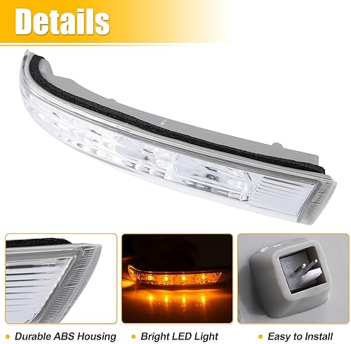 Miniatura 4 de uxcell 1 par de coche LED No.876133J000/876233J000 espejo retrovisor izquierdo derecho indicador de luz ámbar señal de giro para Hyundai Santa Fe