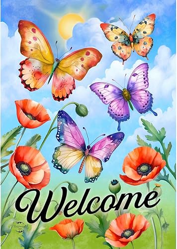 Miniatura 8 de Briarwood Lane Bandera de jardín de primavera con mariposas en el jardín Butterflies,04 - Mariposa,Mariposas Amapola,Mariposas Brillan,Tulipanes