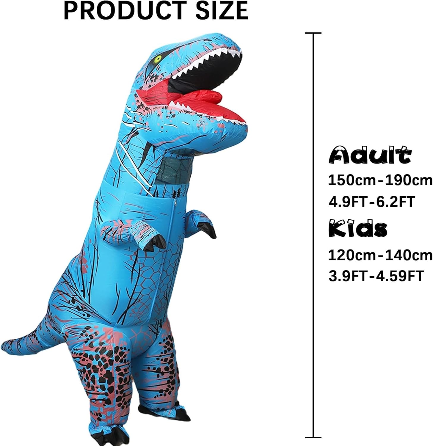 Inflatable Dinosaur Costume for Adult and Kid,Blow Up Dinosaur Costume for Halloween Cosplay Party,Fancy T-rex Costume Outfit - Image 2