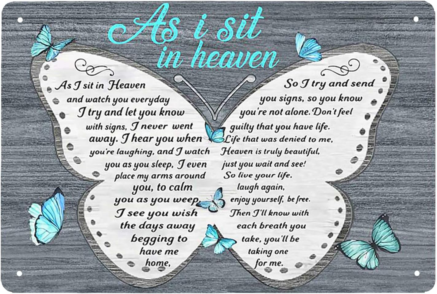 Super durableSuper durable As I Sit in Heaven and Watch You Everyday-Butterfly Tin Sign Vintage Cave Bar Home Wall Decoration Metal Wall Hanging Gift 8x12 Inch