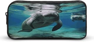 Ocean Animal Manatee Makeup Bag Toiletry Bag Cosmetic Bag | Travel Toiletry Bag for Women Men Outdoor Portable Small Make Up Bag for Purse with Zipper Travel Accessories