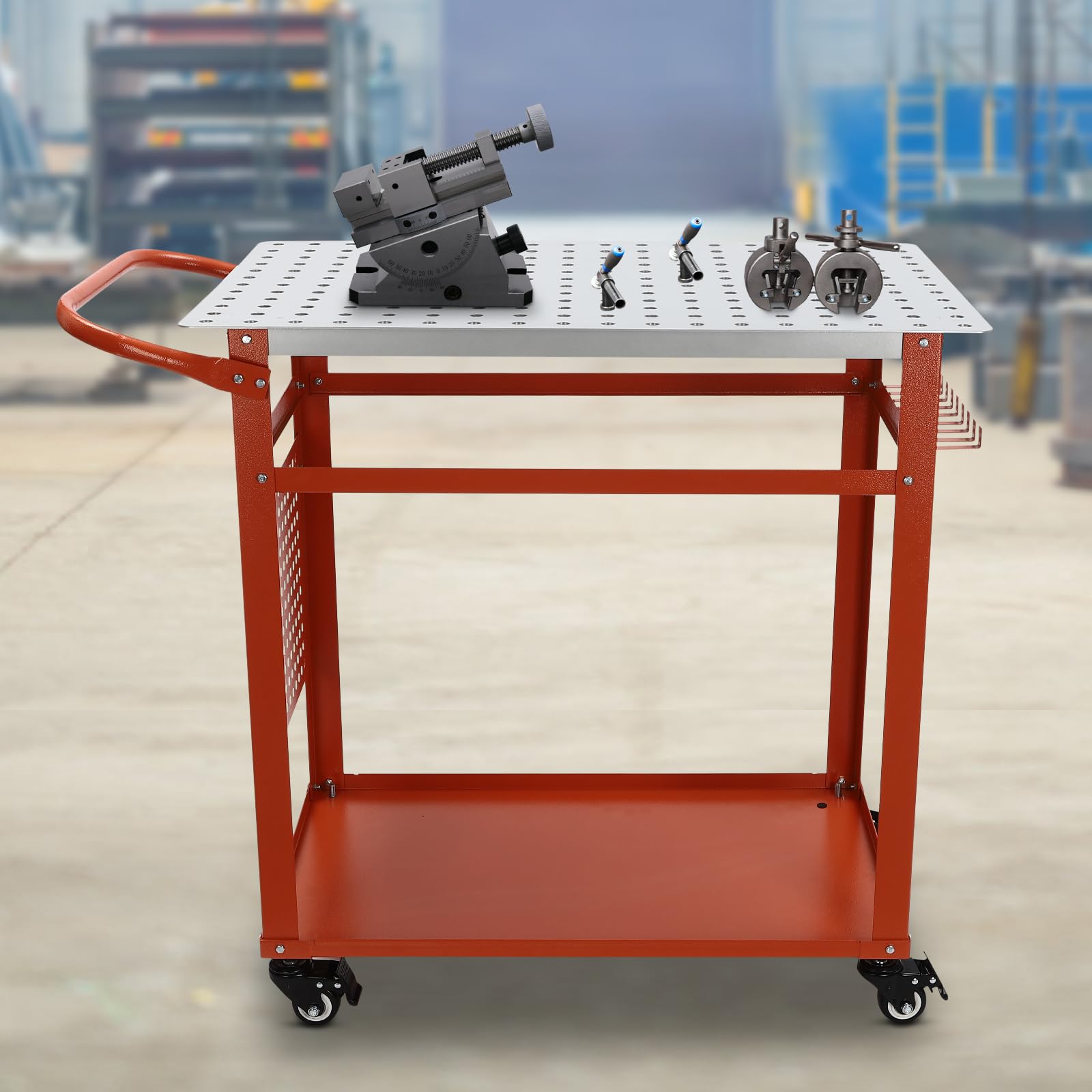 Mesa de soldadura, mesa de soldadura móvil, mesa de soldadura, banco de trabajo de acero al carbono, mesa de trabajo para soldadura, banco de trabajo móvil, mesa de soldadura