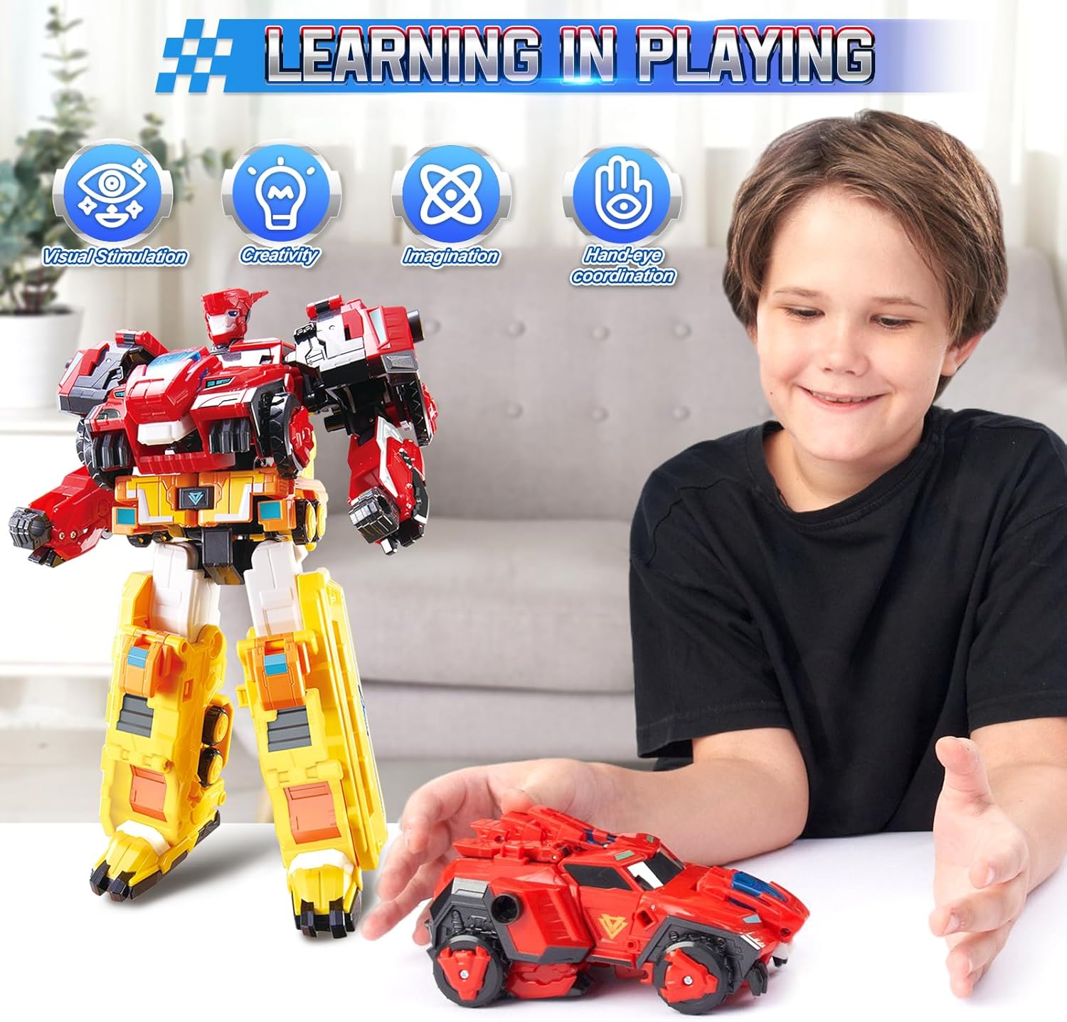 Transformable Robot 3 in 1 Raptor Tron, 11.02 Inches, Transforming Toys for Kids, Chariot Toys, Dinosaur Robot for Boys Girls 5 6 7 8 9 10 Years Old