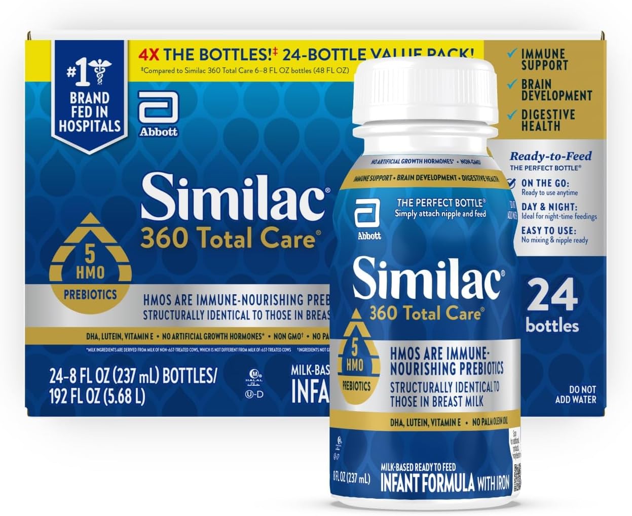 Similac 360 Total Care Ready-to-Feed Baby Formula, 5 HMO Prebiotics