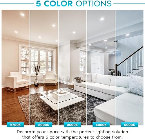 Miniatura 10 de LUXRITE Luces LED empotrables de 4 pulgadas, 14 W  75 W, 5 opciones de color 2700K-5000K, 950 lúmenes, kit de reacondicionamiento LED regulable,