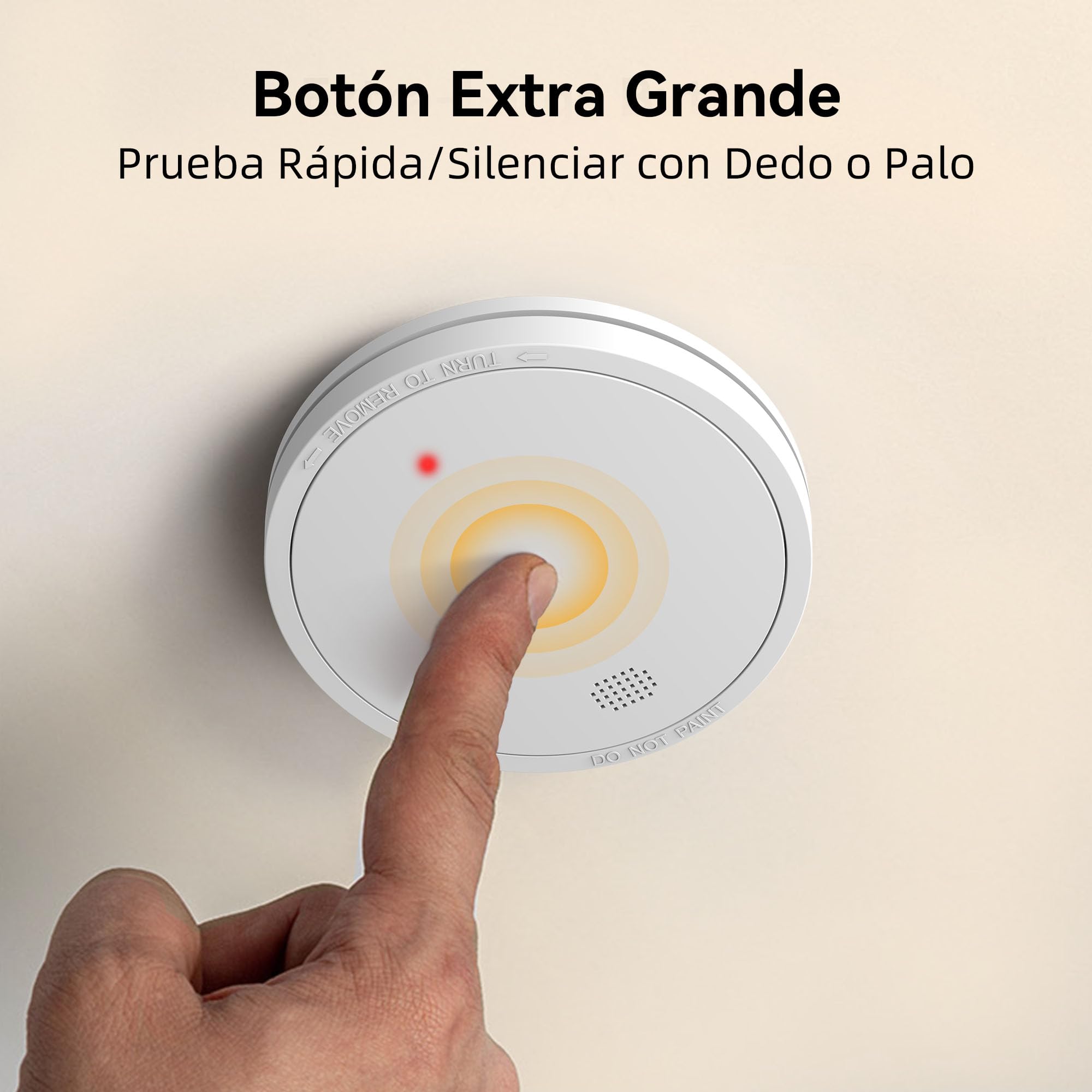 Detector de Humo con Batería de 10 Años, Alarma de Incendio con Indicador LED y Botón de Silencio, Alarma de Humo con Batería, Conforma al Estándar EN 14604, 6 Piezas