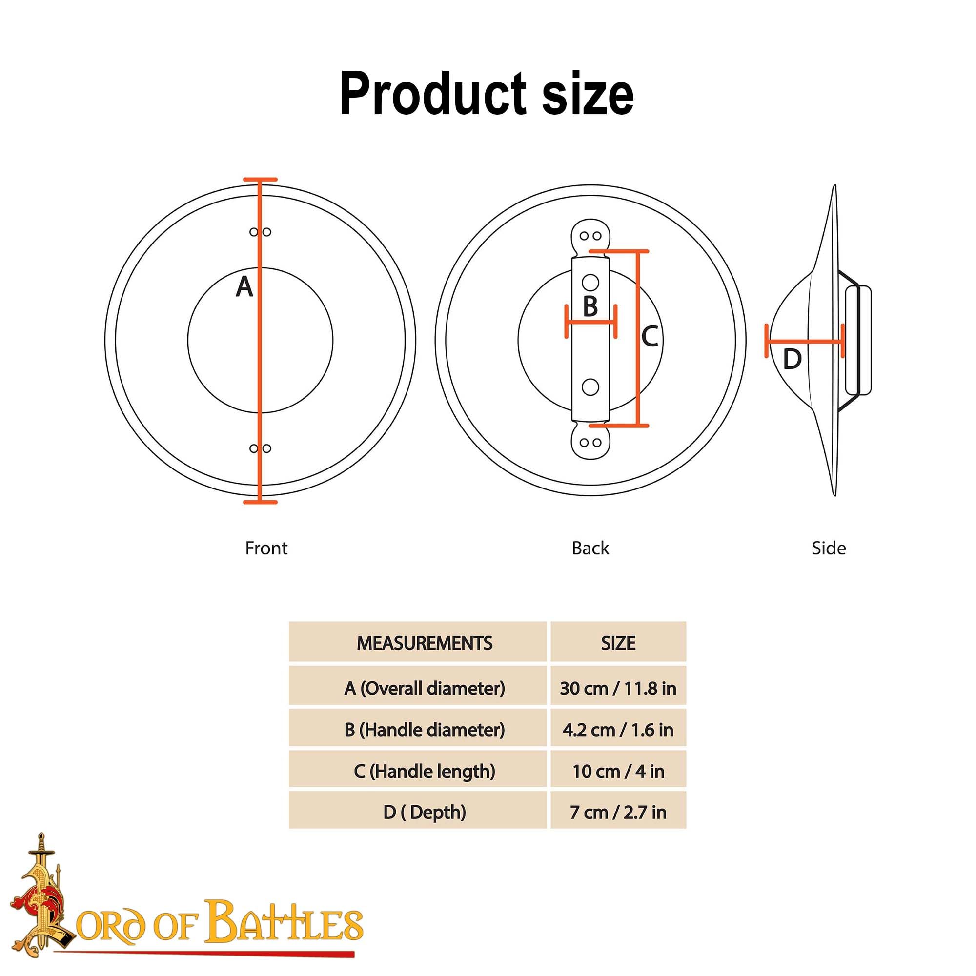 Lord of Battles Late Medieval Steel Buckler Handmade Shield with Wooden Handle Battle Ready - Image 4