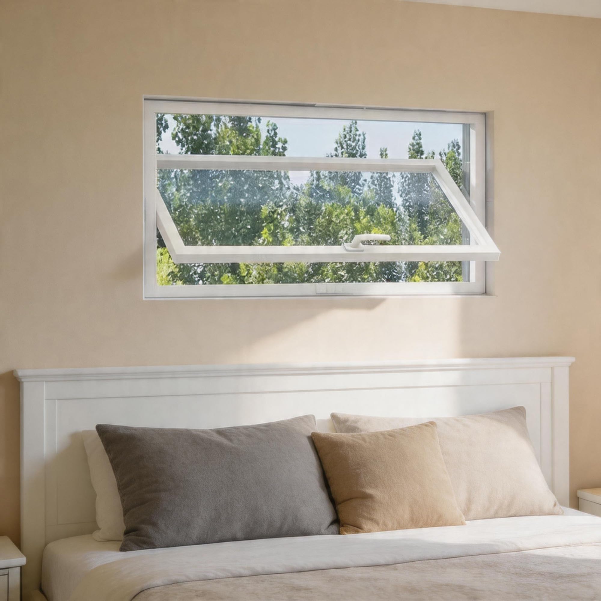 360° Drehbares Rechteckiges Fenster, Aluminiumlegierung Rahmen mit 5mm Gehärtetem Glas,Kellerfenster & Badezimmerfenster, Schuppen(Nero,40x90cm)