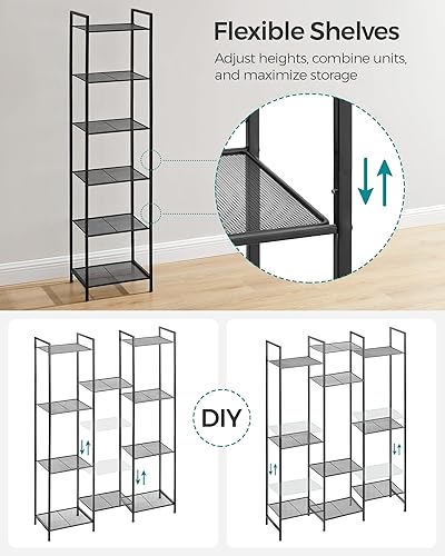 Miniatura 6 de SONGMICS Estante de almacenamiento de 6 niveles, estante de baño, soporte extensible para plantas con estante ajustable, para baño, sala de estar,