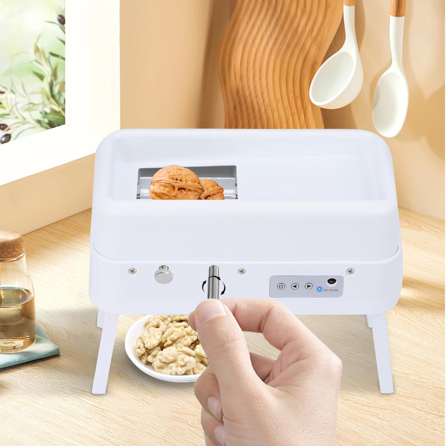 Electric Nutcracker Machine, Heavy Duty Automatic Almond Sheller & Walnut Pecan&Hazelnuts&&Black Walnut Cracker Electric Nut Cracker Tool Pecan Shell Machine for All Nuts - Image 5