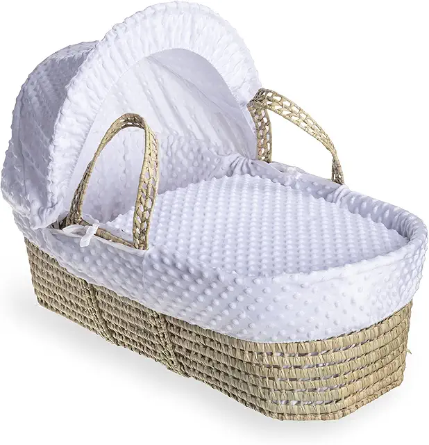 Couffin bébé en osier Clair de Lune Blanc 75x28 cm avec literie complète