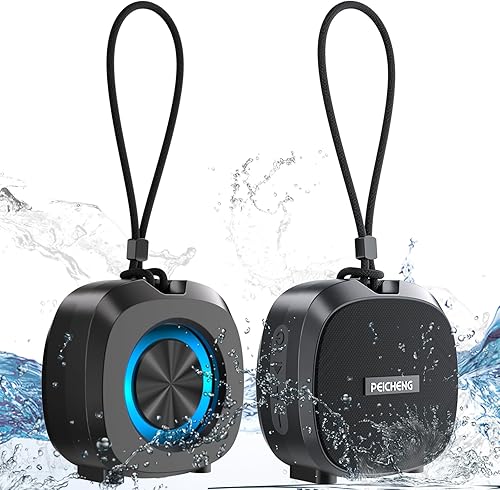 Miniatura 11 de Altavoz, pequeño altavoz inalámbrico Bluetooth portátil IPX5 impermeable para ducha, sonido estéreo fuerte con graves profundos, emparejamiento TWS,